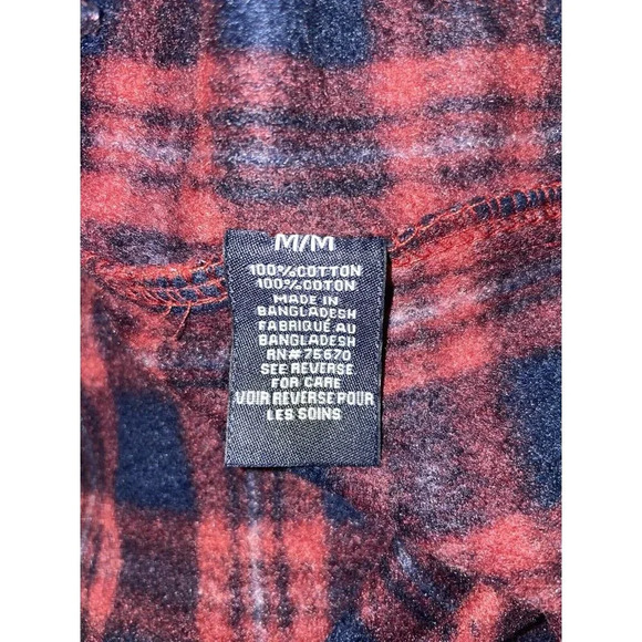 Nickel & Iron Fleece Plaid Shirt Men's M Red Navy Blue Button Up Long Sleeve NWT - Picture 7 of 7